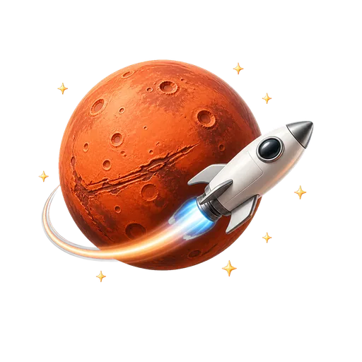 3D depart for Mars icon with speculative mission price