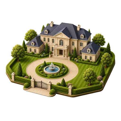 3D private estate icon with estimated US market price