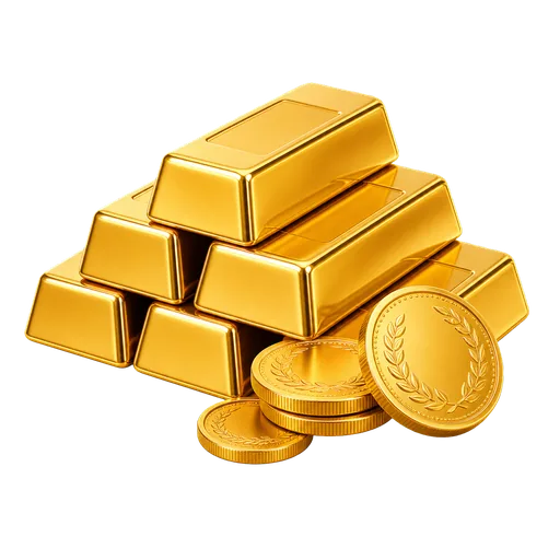 3D gold bars icon priced as roughly ten troy ounces of gold
