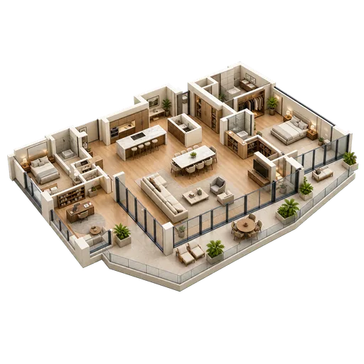 3D luxury city penthouse icon with estimated US market price