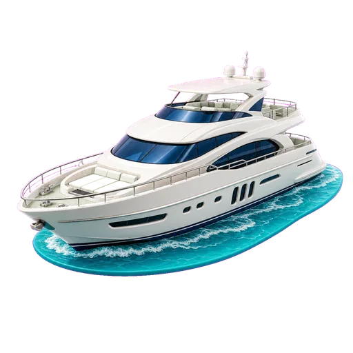 3D luxury yacht icon with estimated market price