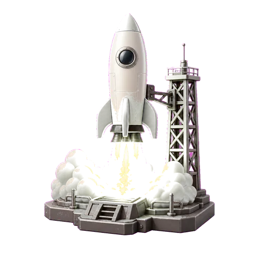 3D rocket launch icon with estimated commercial launch price