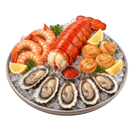 3D seafood feast icon with estimated US market price