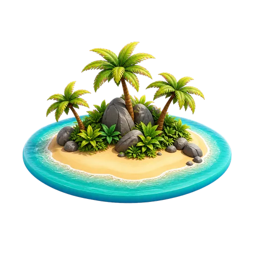 3D small private island icon with estimated market price