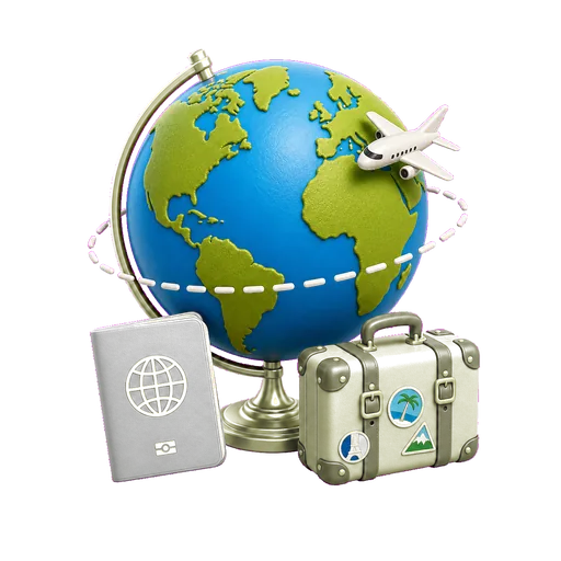 3D travel around the world icon with estimated luxury trip price